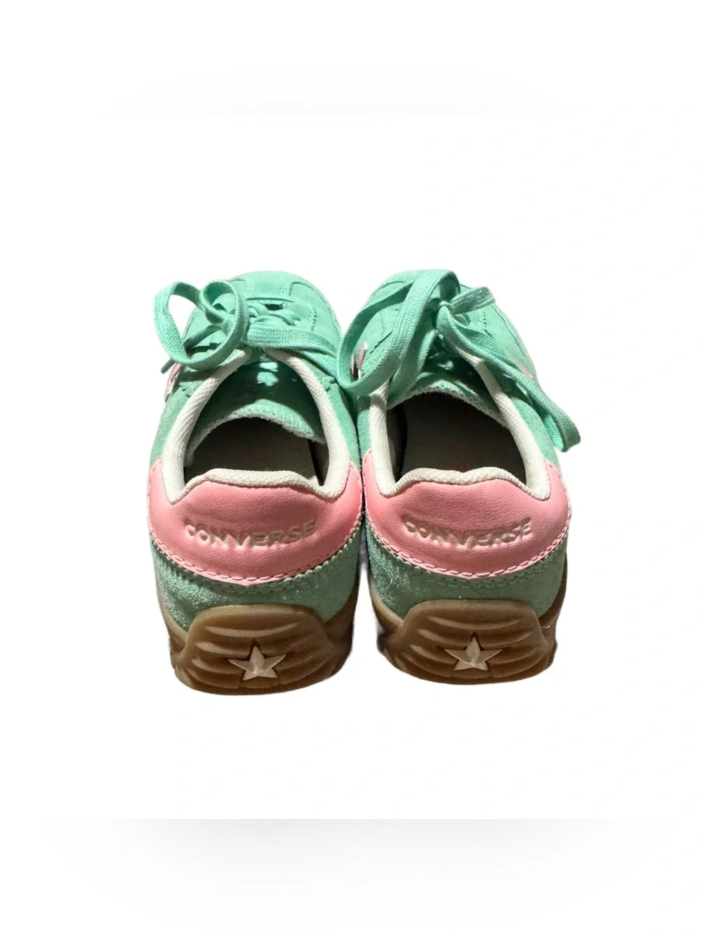 Converse Run Star Trainer Women's 7 Casual Sneaker Suede Aqua Pink Lace Up Low